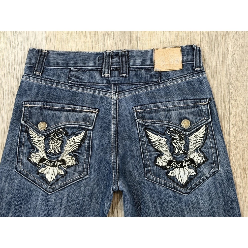 Vintage Rare Red Ape Boys Winged Skull Jeans Size 10 Waist Sz 27 Skater Y2K